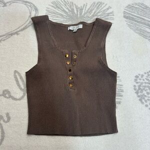 Love Tree Chocolate Brown Ribbed Tank Top size XS